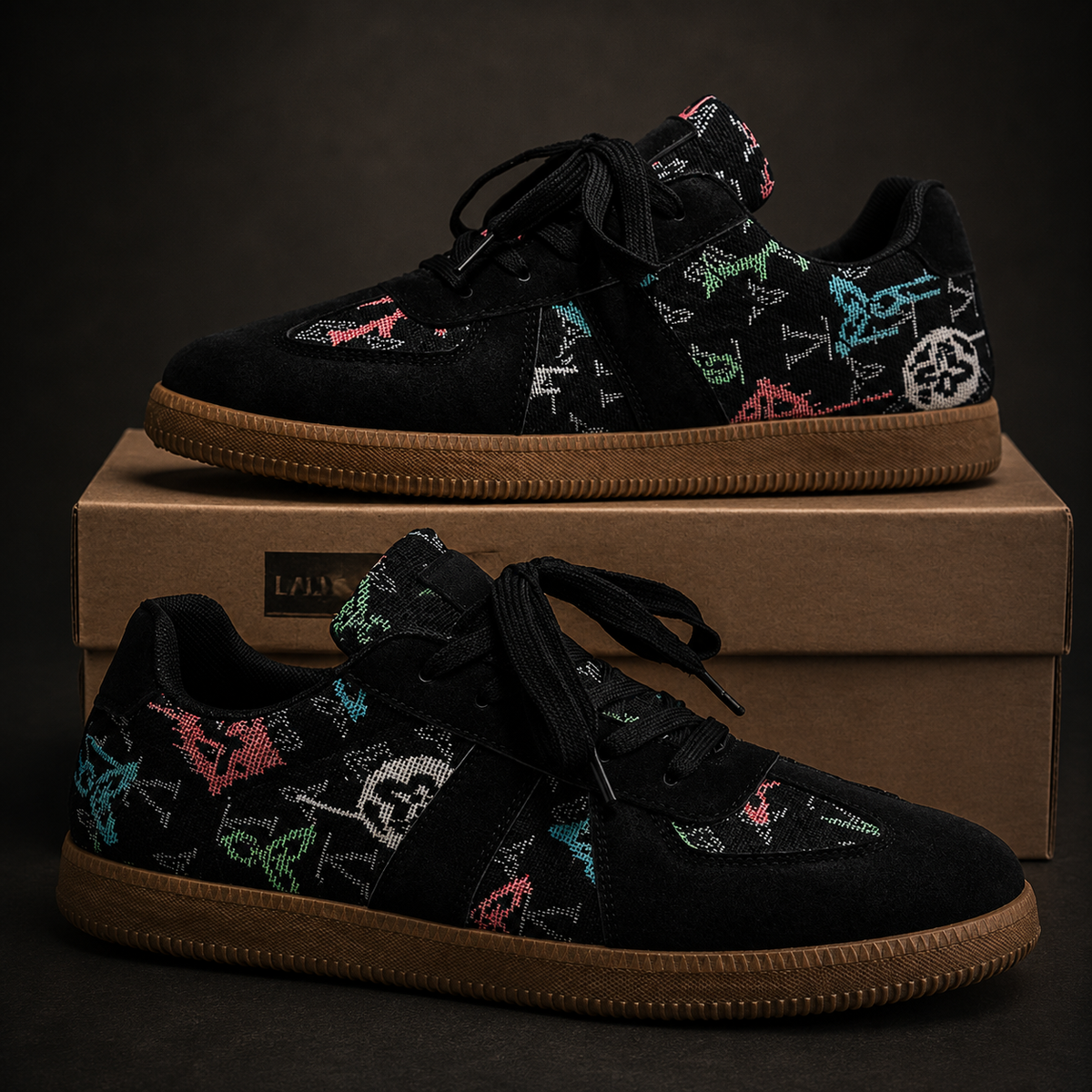 Zapatillas de Lona Estampadas – Blanco y Beige