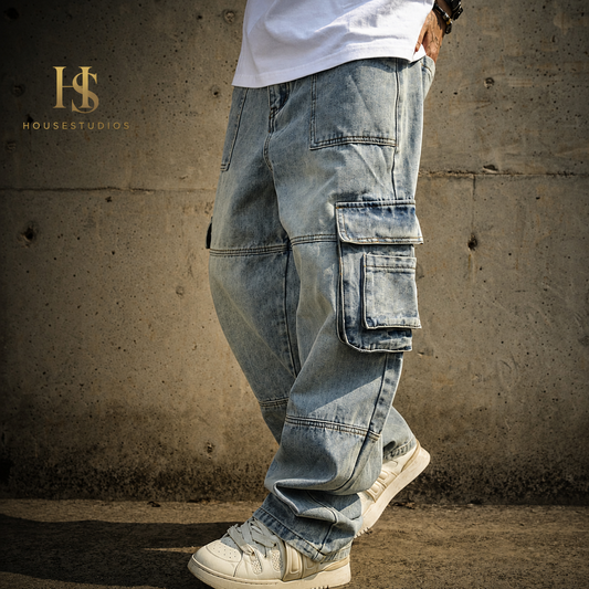 Jean Cargo Relaxed Fit Multi-Bolsillo
