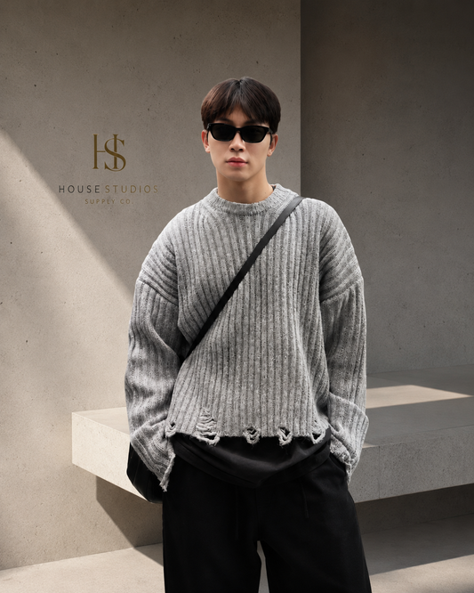 Buzo Broken Hole Negro Oversize | HouseStudios