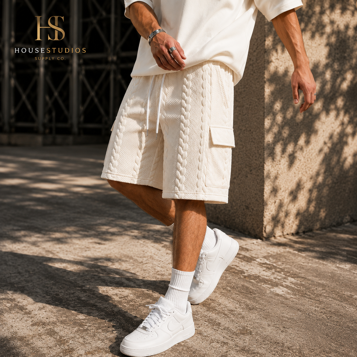 Pantalón Corto Jacquard con Cordón Ajustable
